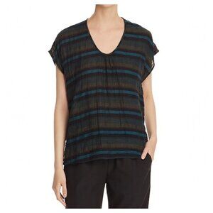 5/$100 SALE - EILEEN FISHER Stripe Organic Cotton Top in Nori
